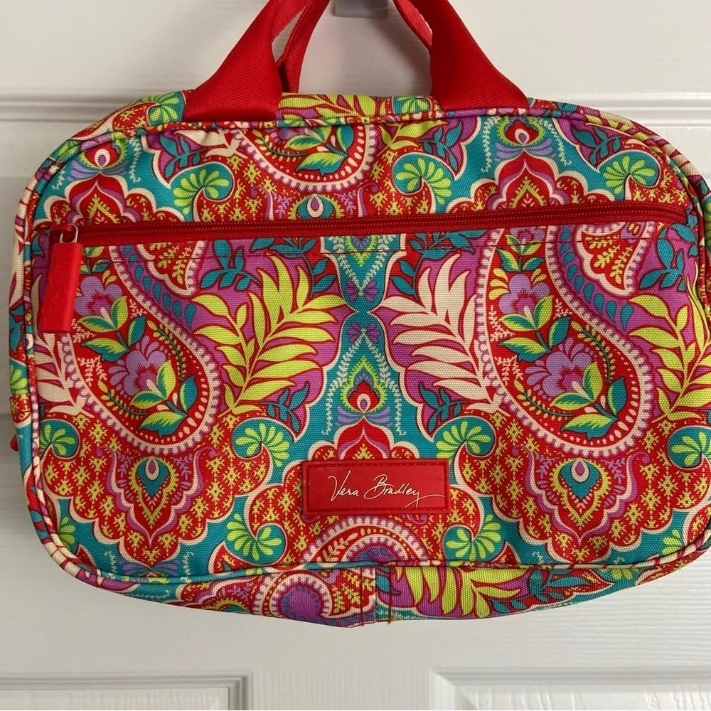 Vera Bradley Light Up Travel Organizer Bag Pink Paisley Floral Mesh Pockets - Picture 2 of 14